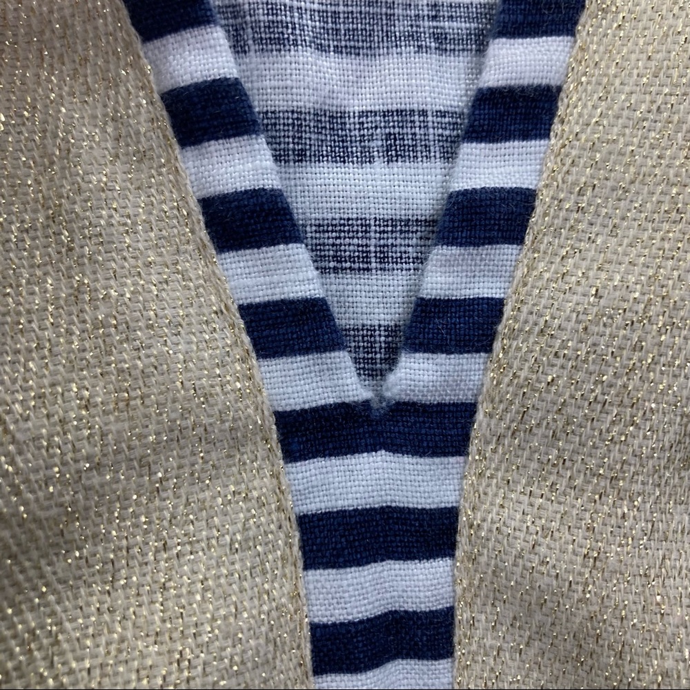 Sail to Sable Navy and White Striped Sleeveless Mini Dress with Gold Trim - Picture 5 of 7